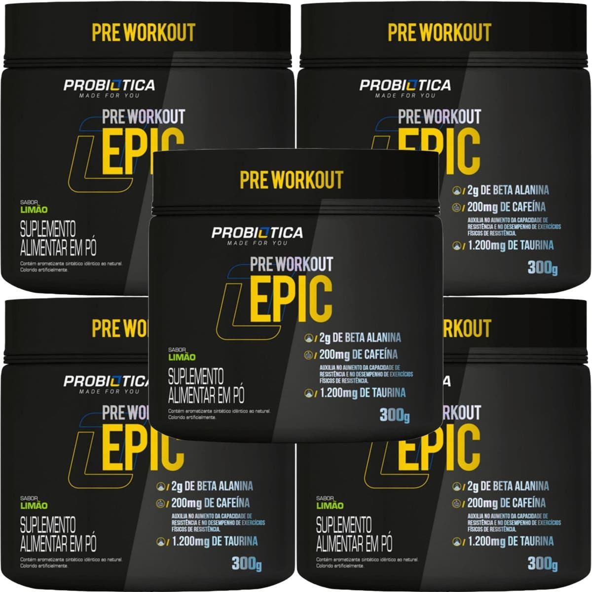 Kit 5X Epic Pr� Workout - 300g Lim�o - Probi�tica