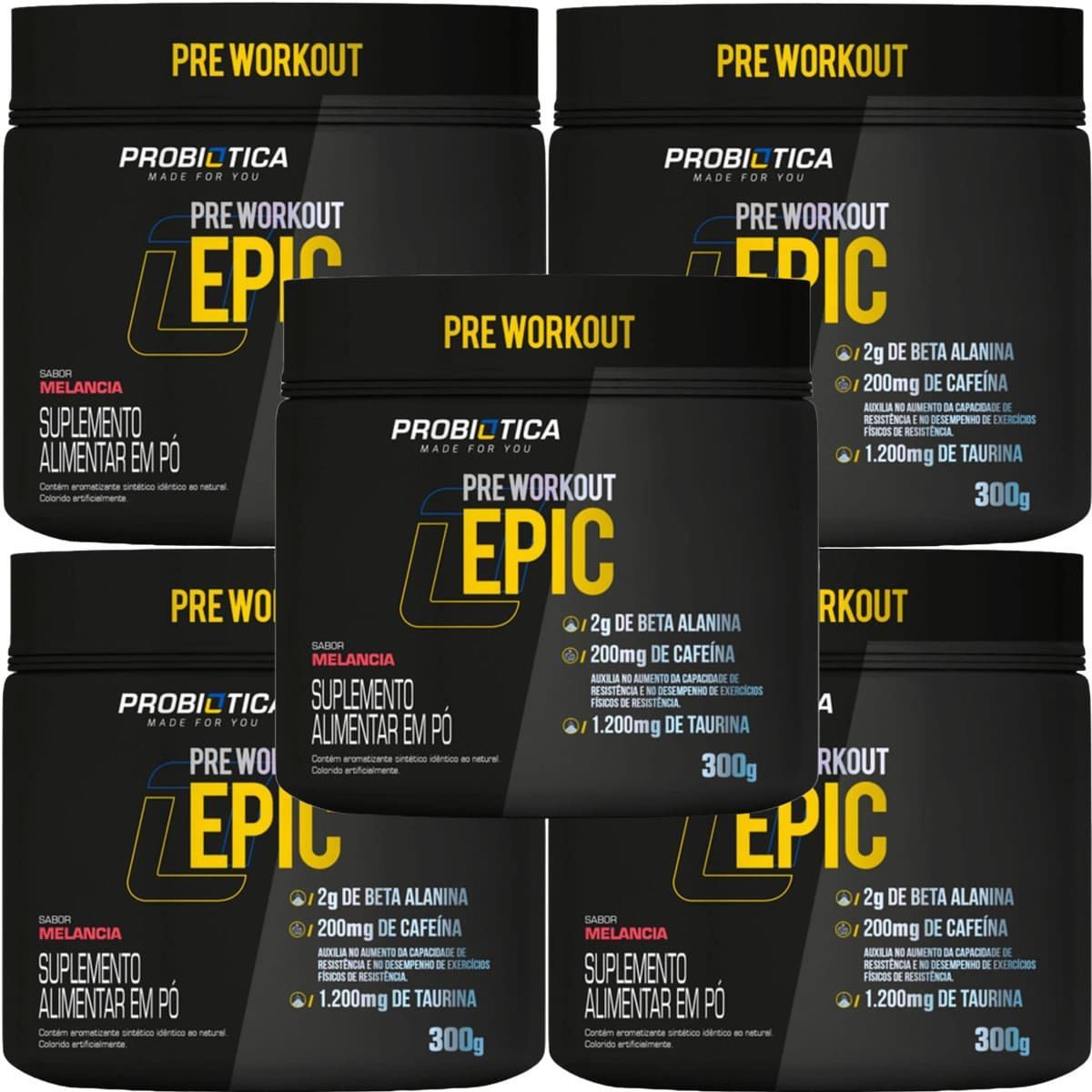 Kit 5X Epic Pr� Workout - 300g Melancia - Probi�tica