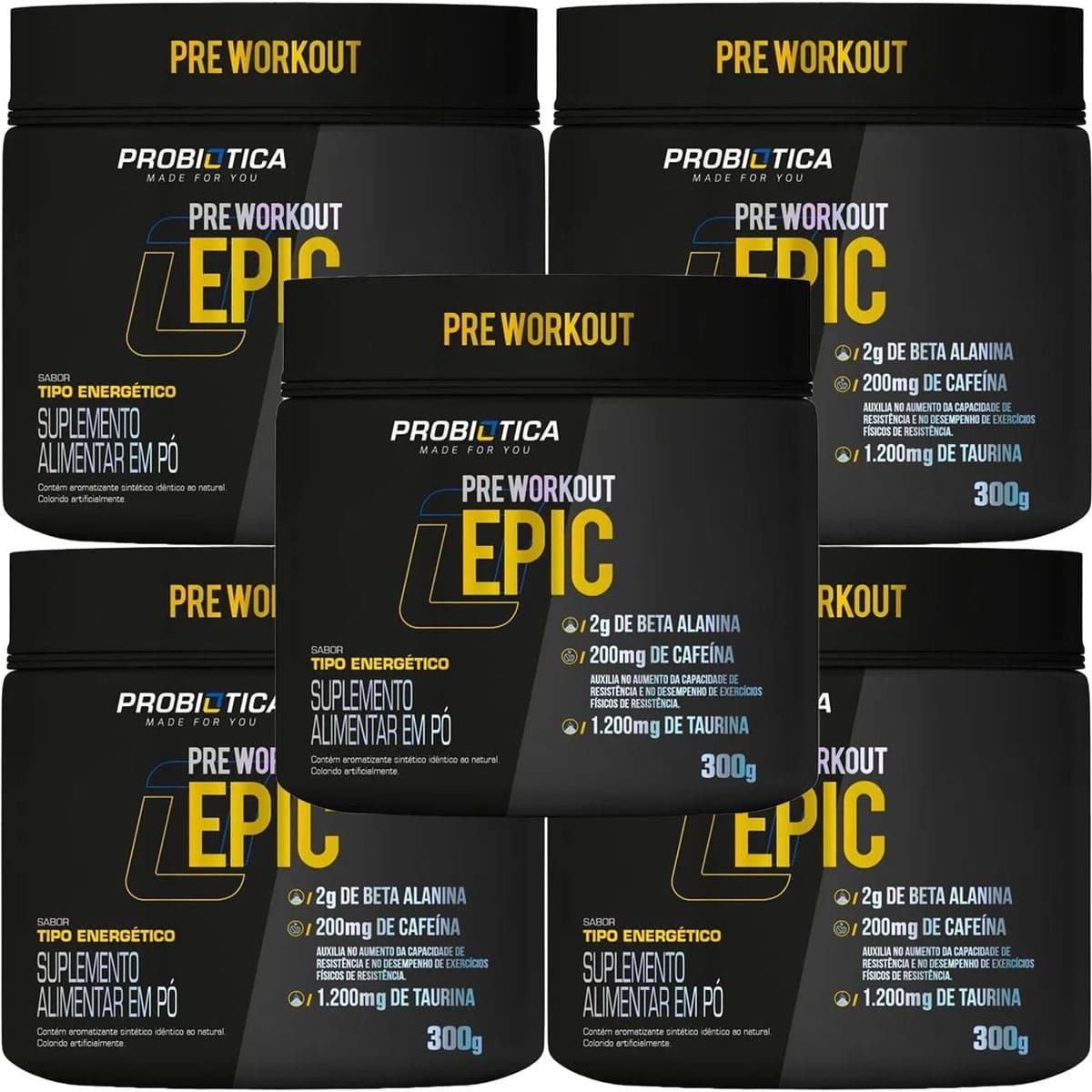 Kit 5X Epic Pr� Workout - 300g Tipo Energ�tico - Probi�tica