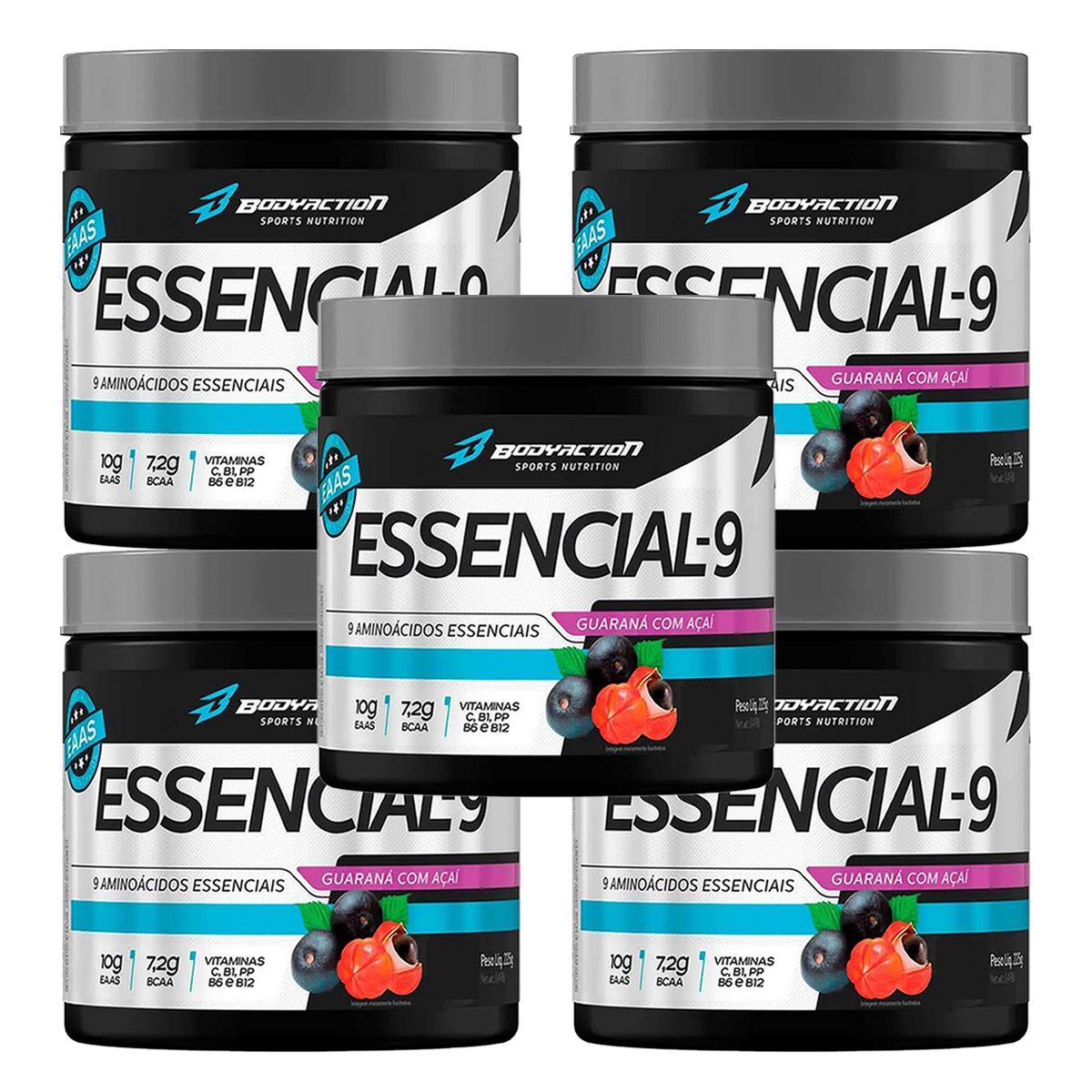 Kit 5X Essencial-9 - 225g Guaran� com A�a� - Body Action