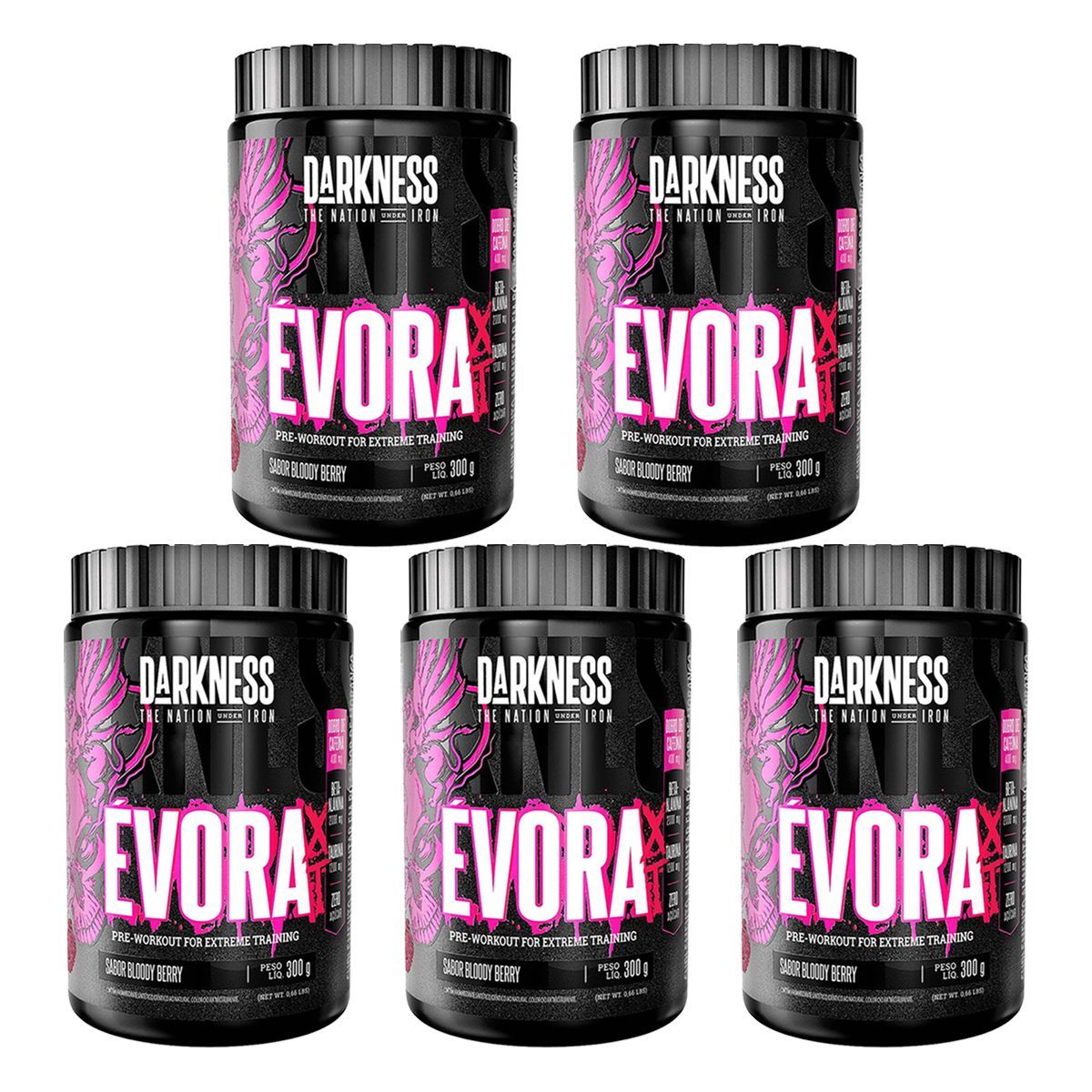 Kit 5X �vora Pr�-Workout - 300g Bloody Berry - Integral M�dica