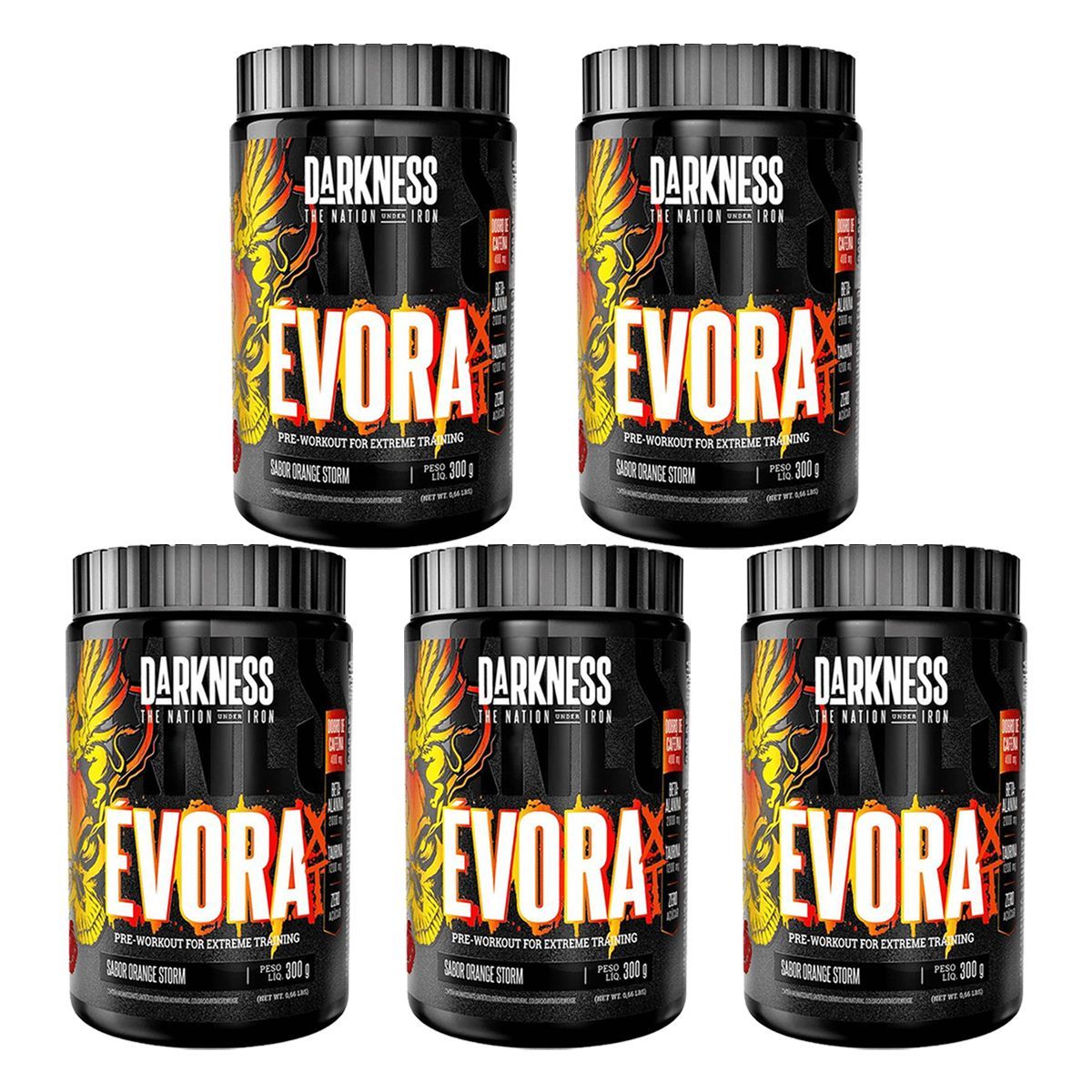 Kit 5X �vora Pr�-Workout - 300g Orange Storm - Integral M�dica