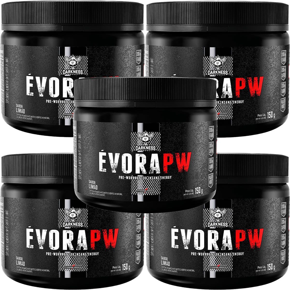 Kit 5X �vora PW Insane Energy - 150g Lim�o - IntegralM�dica