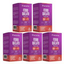 Kit 5X Ferro Quelato Bisglicinato - 30 C�psulas Vegetais - Sanavita