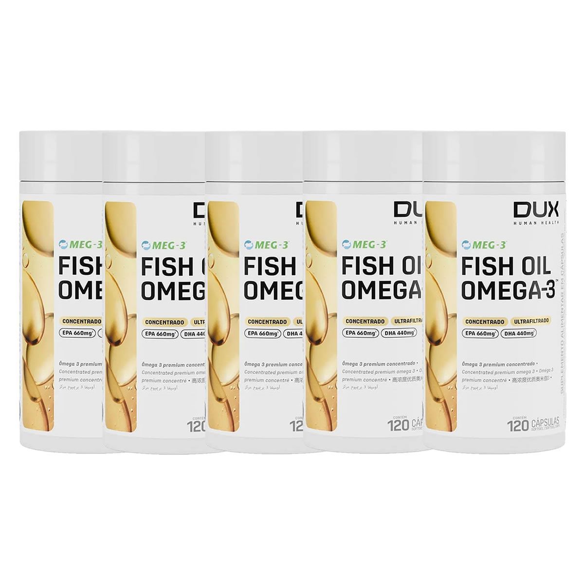 Kit 5X Fish Oil Premium -  120 C�psulas Softgel - Dux Nutrition