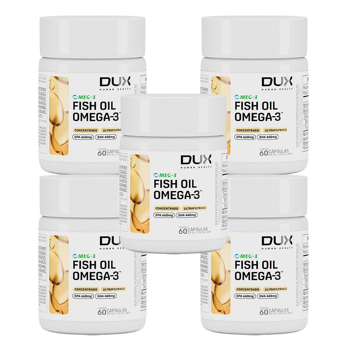 Kit 5X Fish Oil Premium - 60 C�psulas Softgel - Dux Nutrition