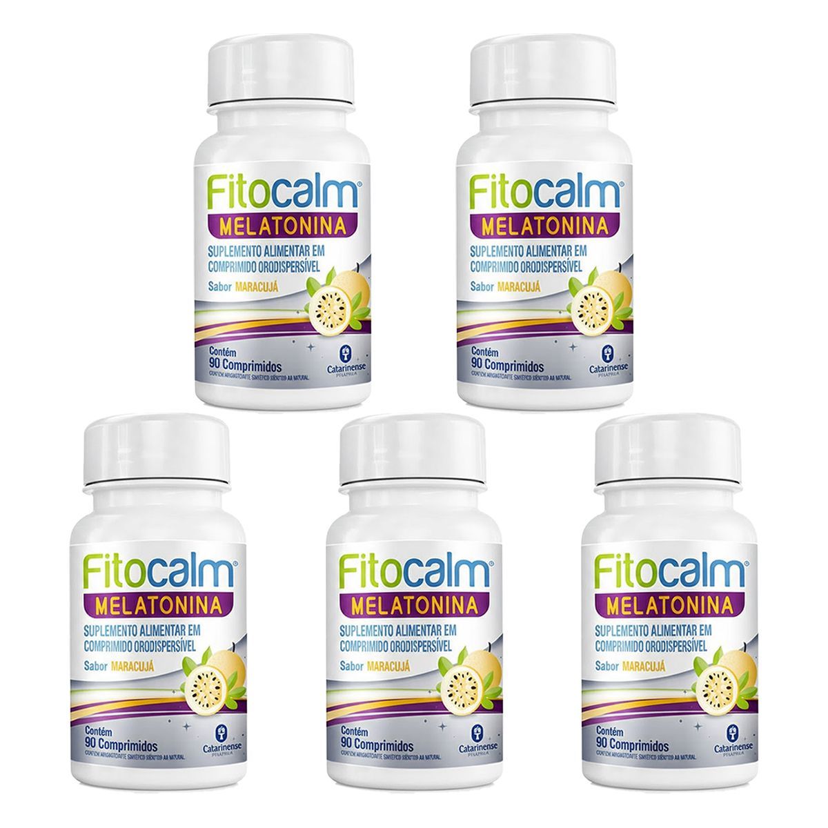 Kit 5X Fitocalm Melatonina - 90 Comprimidos Maracuj� - Catarinense