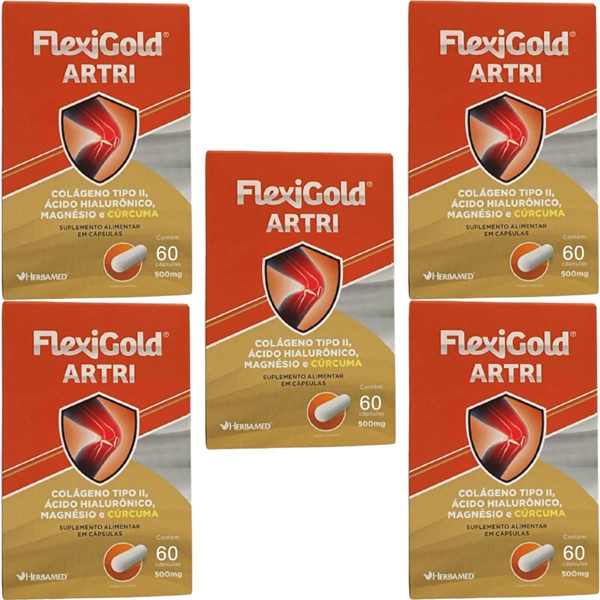 Kit 5X Flexigold Artri - 60 C�psulas - Herbamed