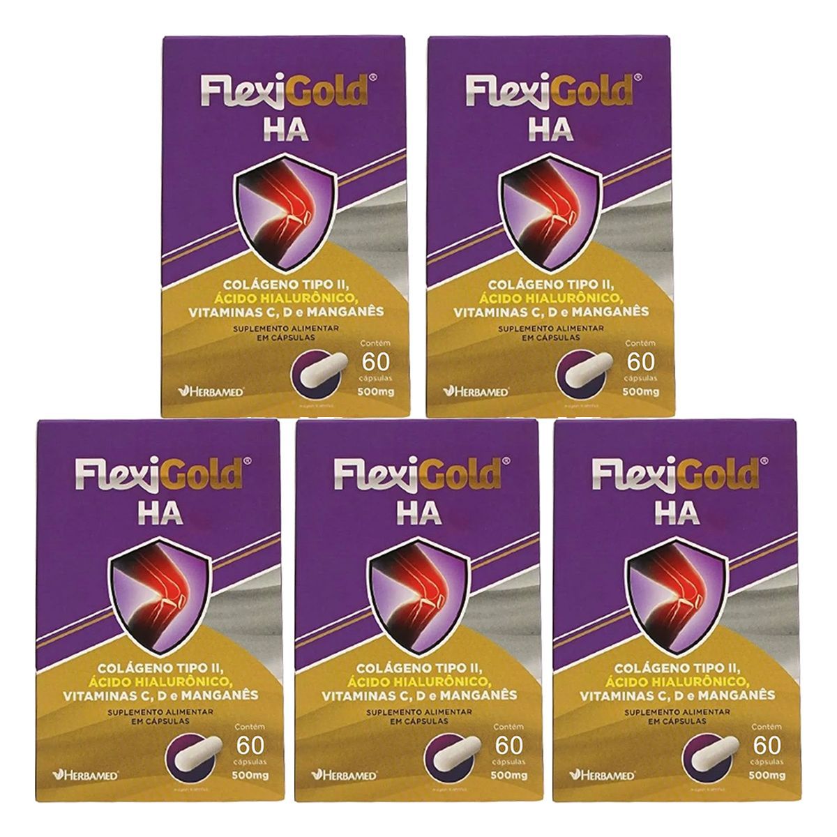 Kit 5X Flexigold HA -  60 C�psulas - Herbamed