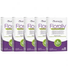 Kit 5X Floraliv Probiotico - 30 C�psulas Vegetais - Sanavita