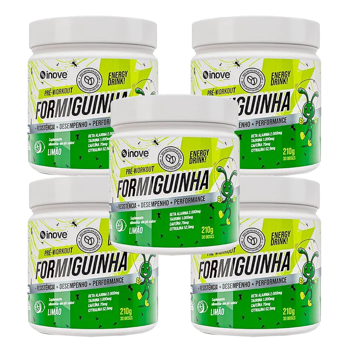 Kit 5X Formiguinha Pr�-Treino -  210g Lim�o - Inove Nutrition