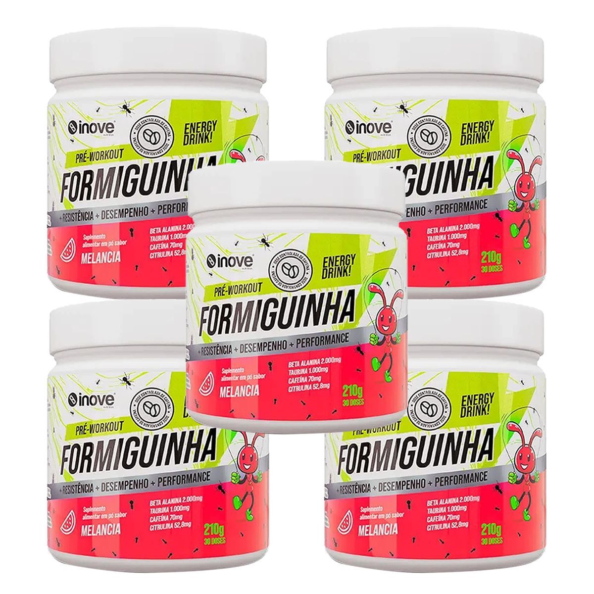 Kit 5X Formiguinha Pr�-Treino -  210g Melancia - Inove Nutrition