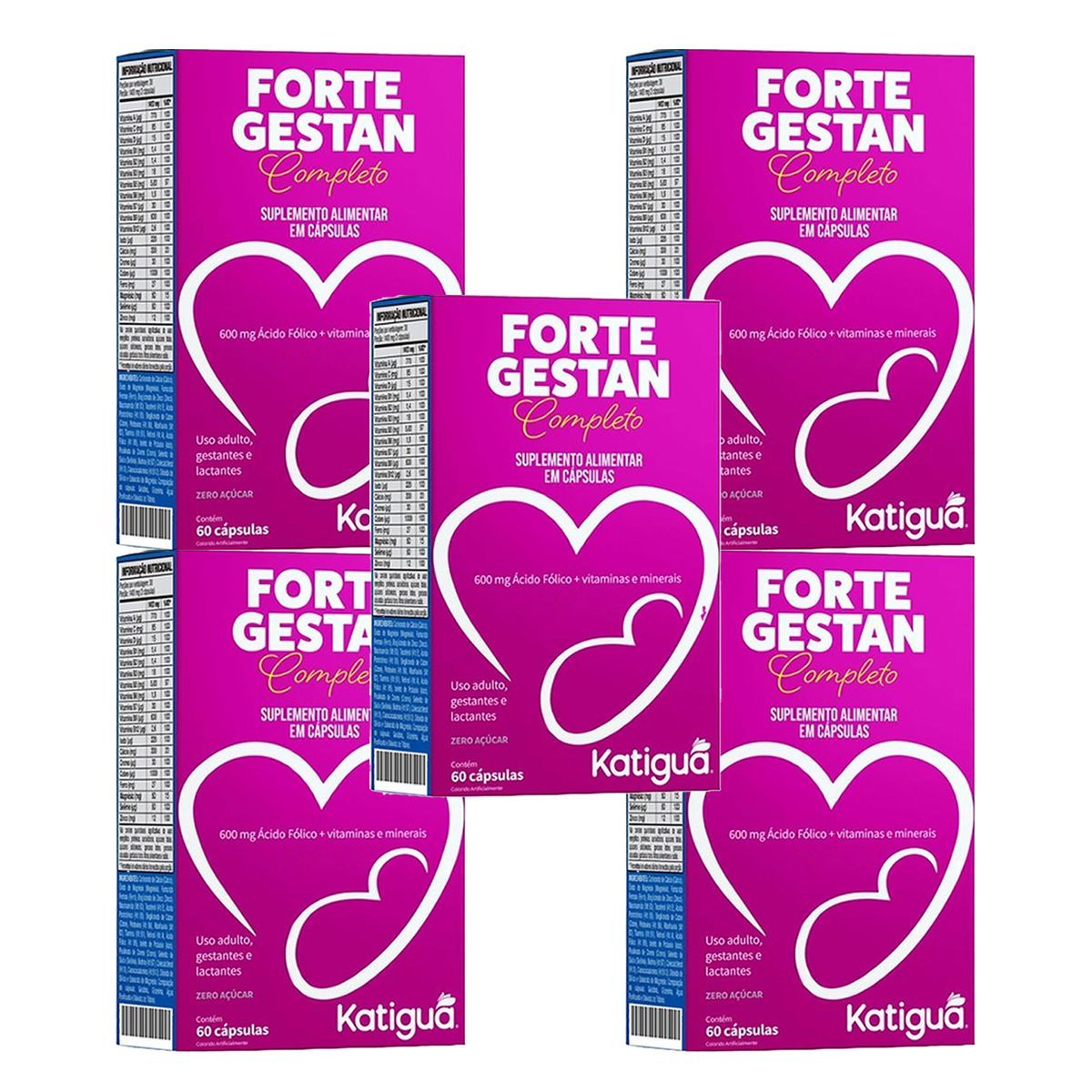 Kit 5X Fortegestan Completo - 60 C�psulas - Katigu�