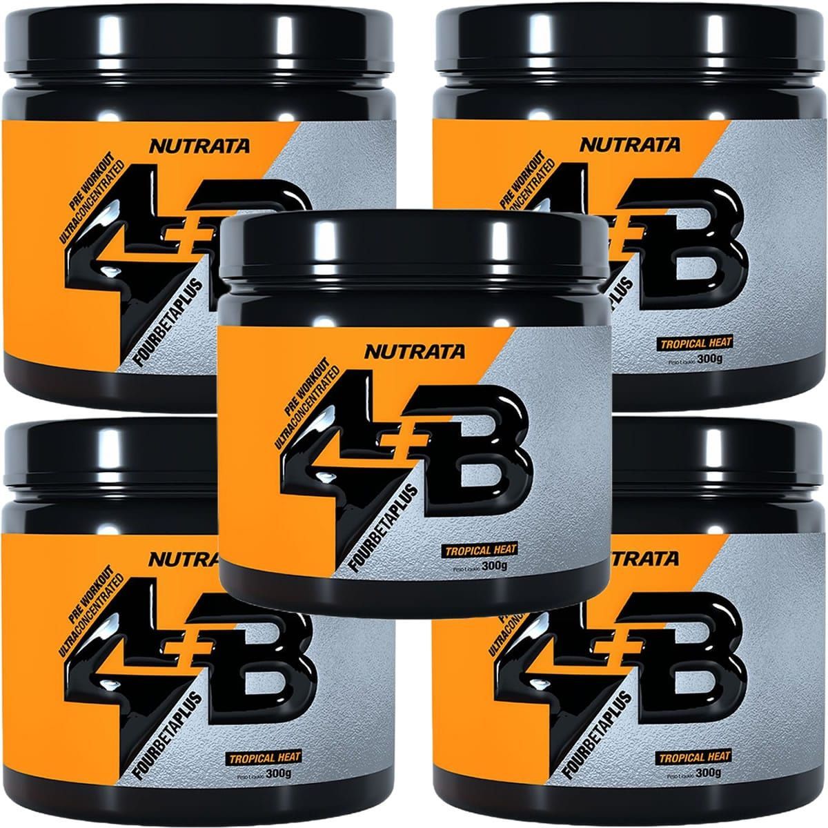 Kit 5X Four Beta Plus Pre Workout - 300g Tropical Heat - Nutrata