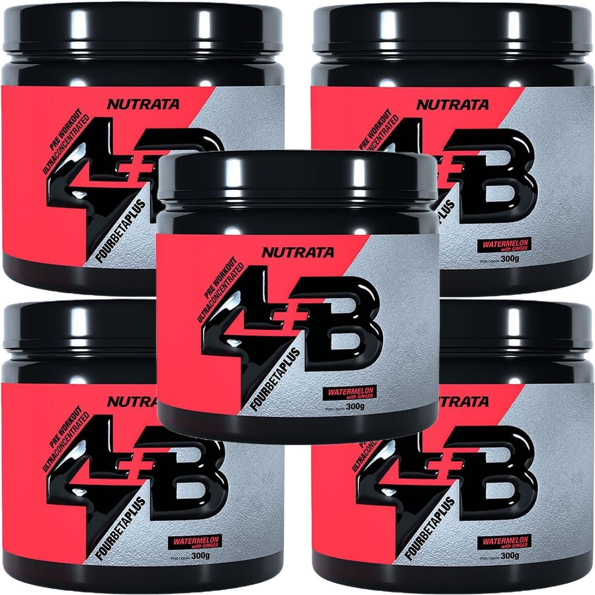 Kit 5X Four Beta Plus Pre Workout - 300g Watermelon With Ginger - Nutrata