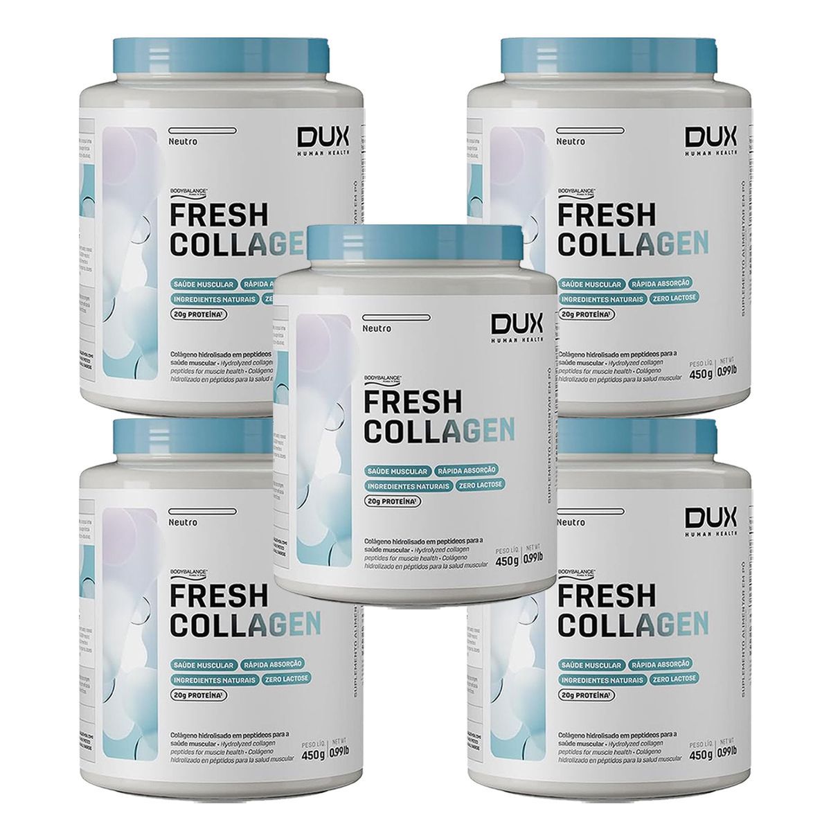 Kit 5X Fresh Collagen - 450g Neutro - Dux Nutrition