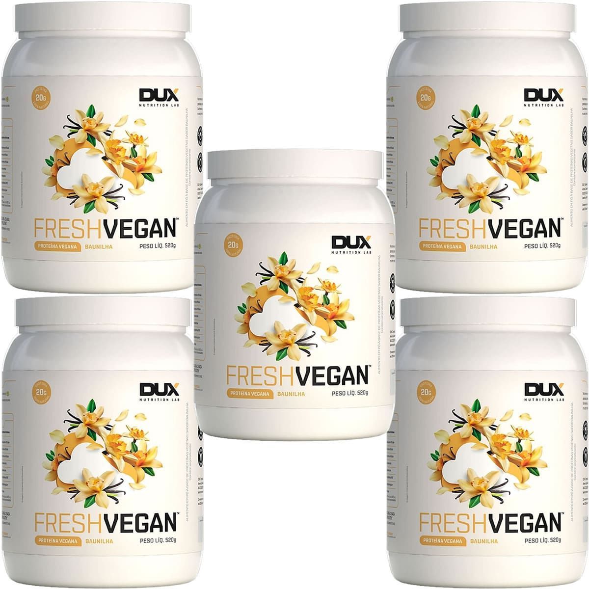 Kit 5X Fresh Vegan - 520g Baunilha - Dux Nutrition