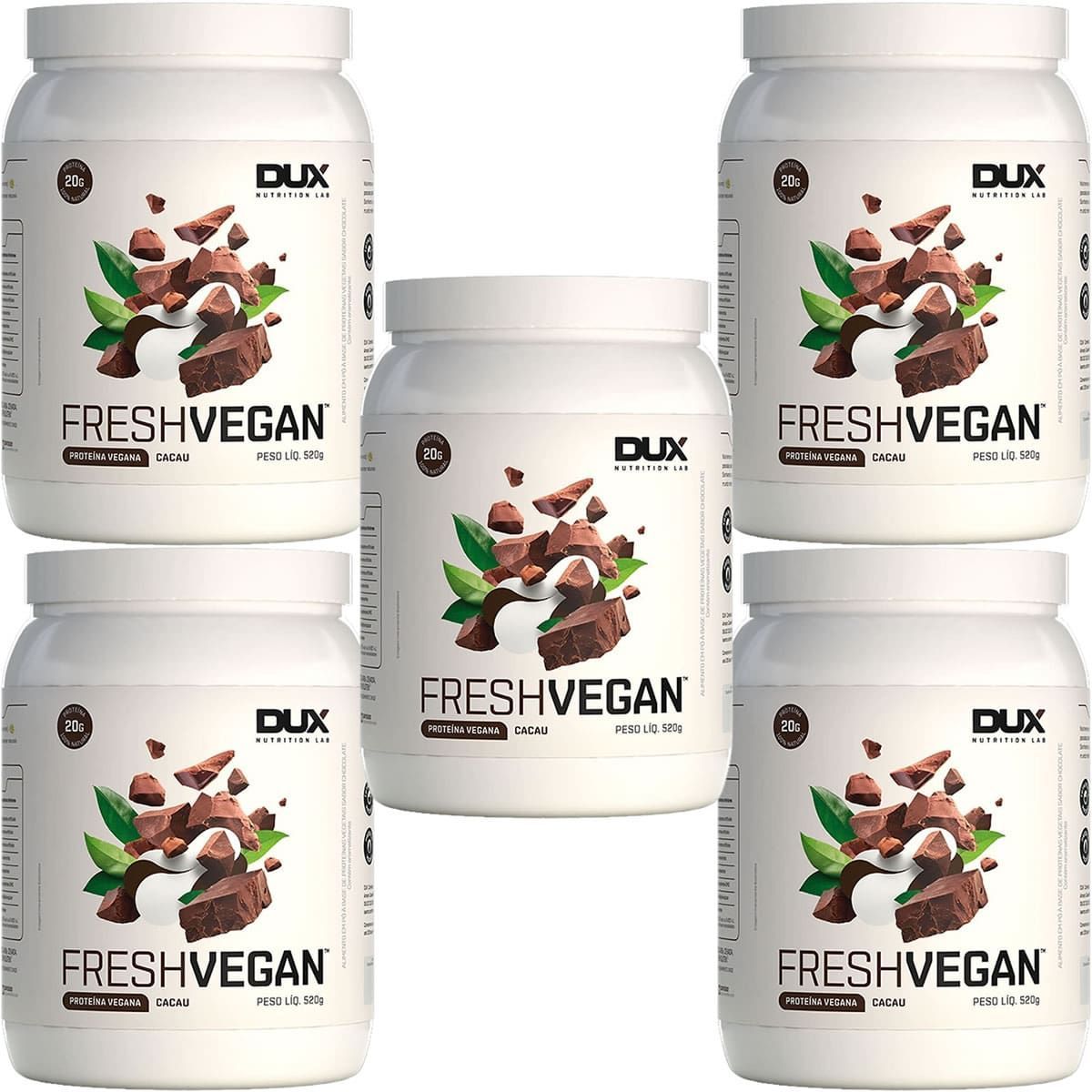 Kit 5X Fresh Vegan - 520g Cacau - Dux Nutrition