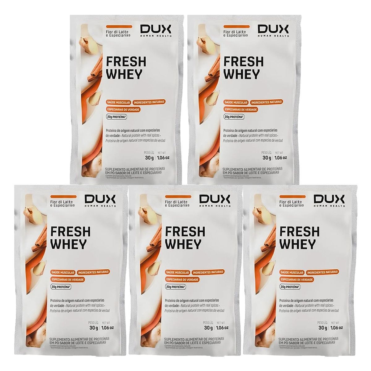 Kit 5X Fresh Whey - 1 Sach� 30g Fior di Latte e Especiarias - Dux Nutrition