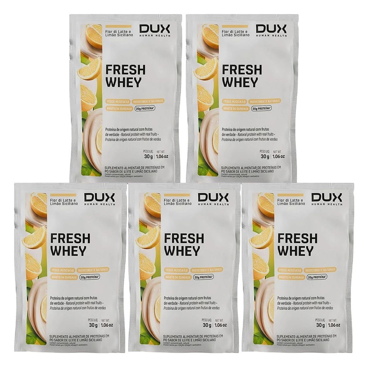 Kit 5X Fresh Whey - 1 Sach� 30g Fior di Latte e Lim�o Siciliano - Dux Nutrition
