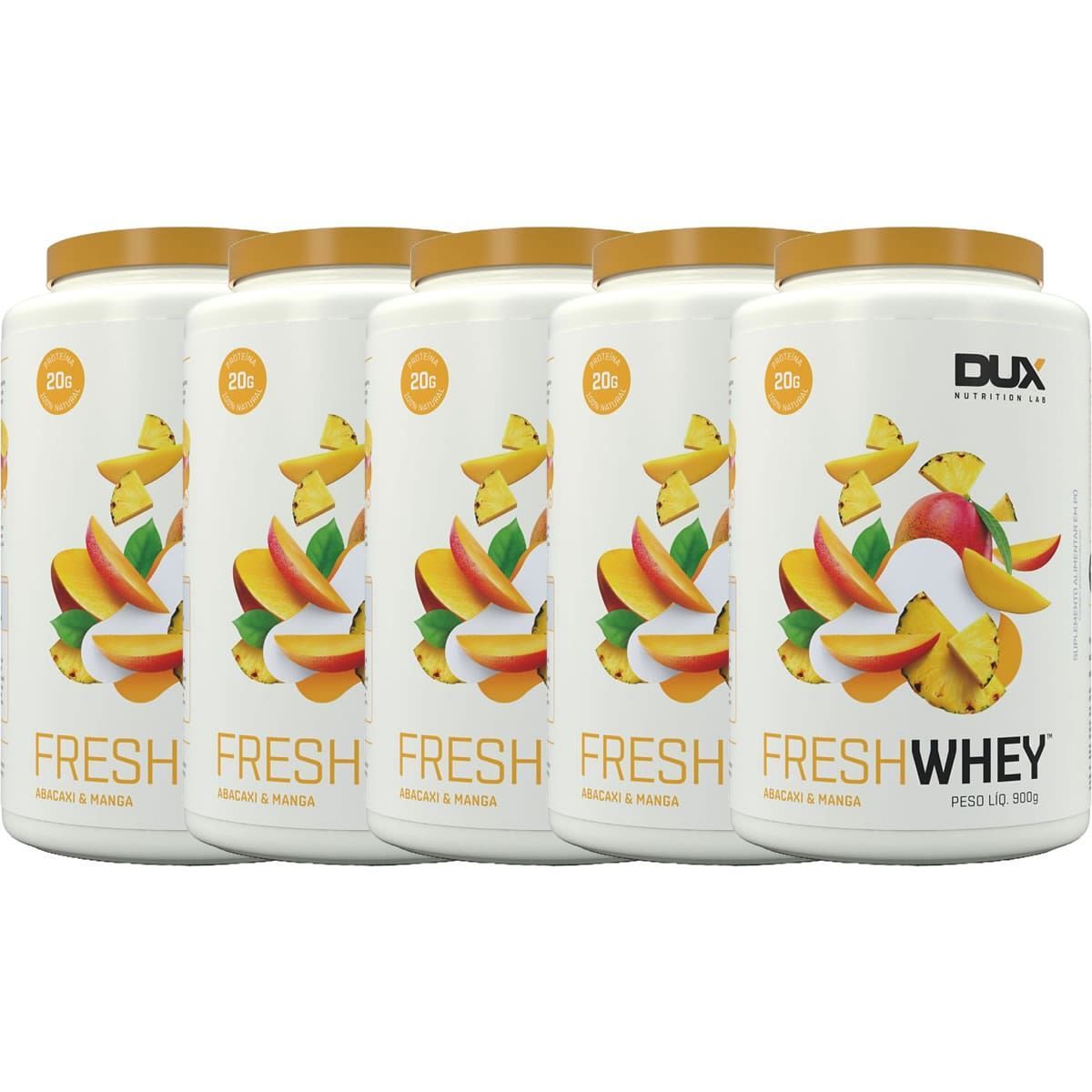 Kit 5X Fresh Whey - 900g  Abacaxi e Manga - Dux Nutrition