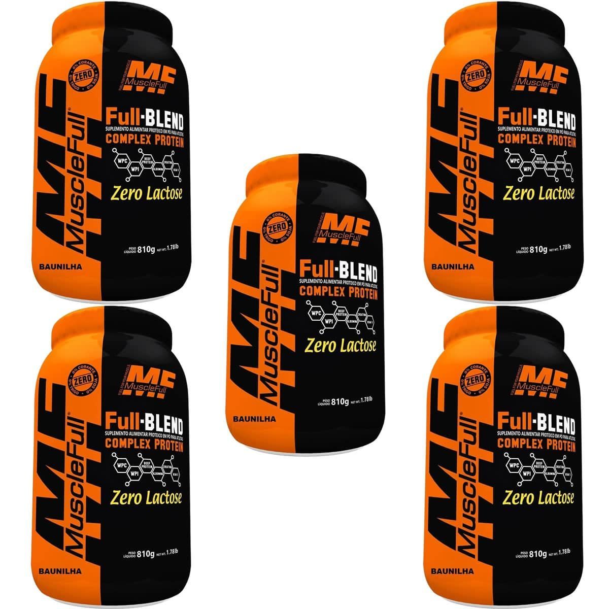 Kit 5X Full Blend Complex Protein Zero Lactose - 810g Baunilha - Muscle Full