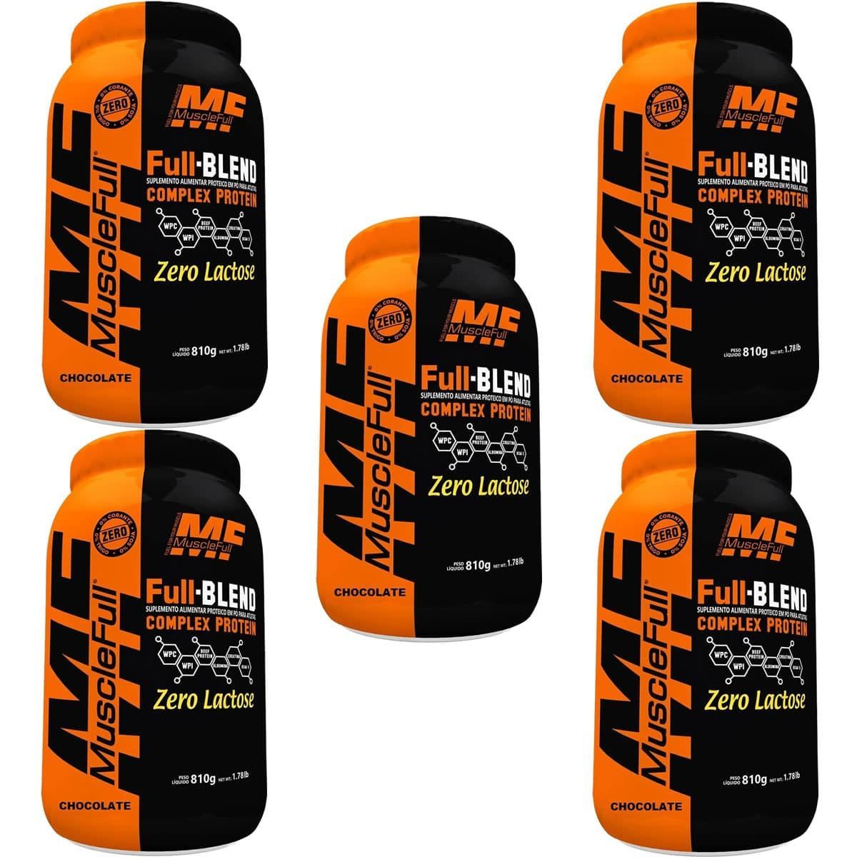 Kit 5X Full Blend Complex Protein Zero Lactose - 810g Chocolate - Muscle Full
