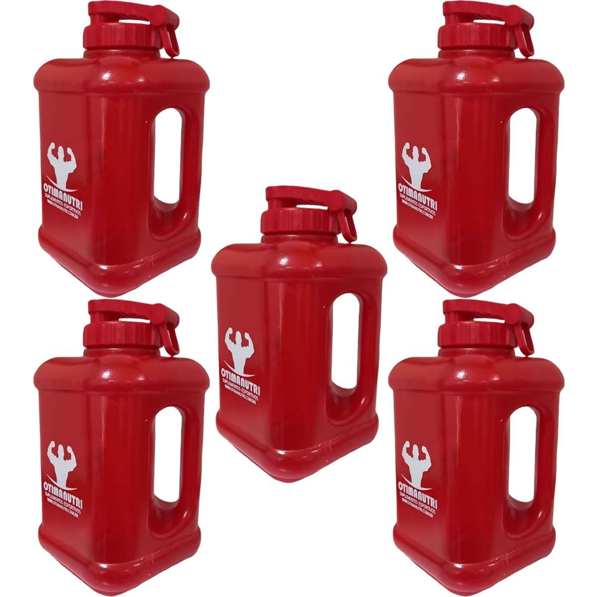 Kit 5X Gal�o Quadrado - 1600ml Vermelho - OtimaNutri