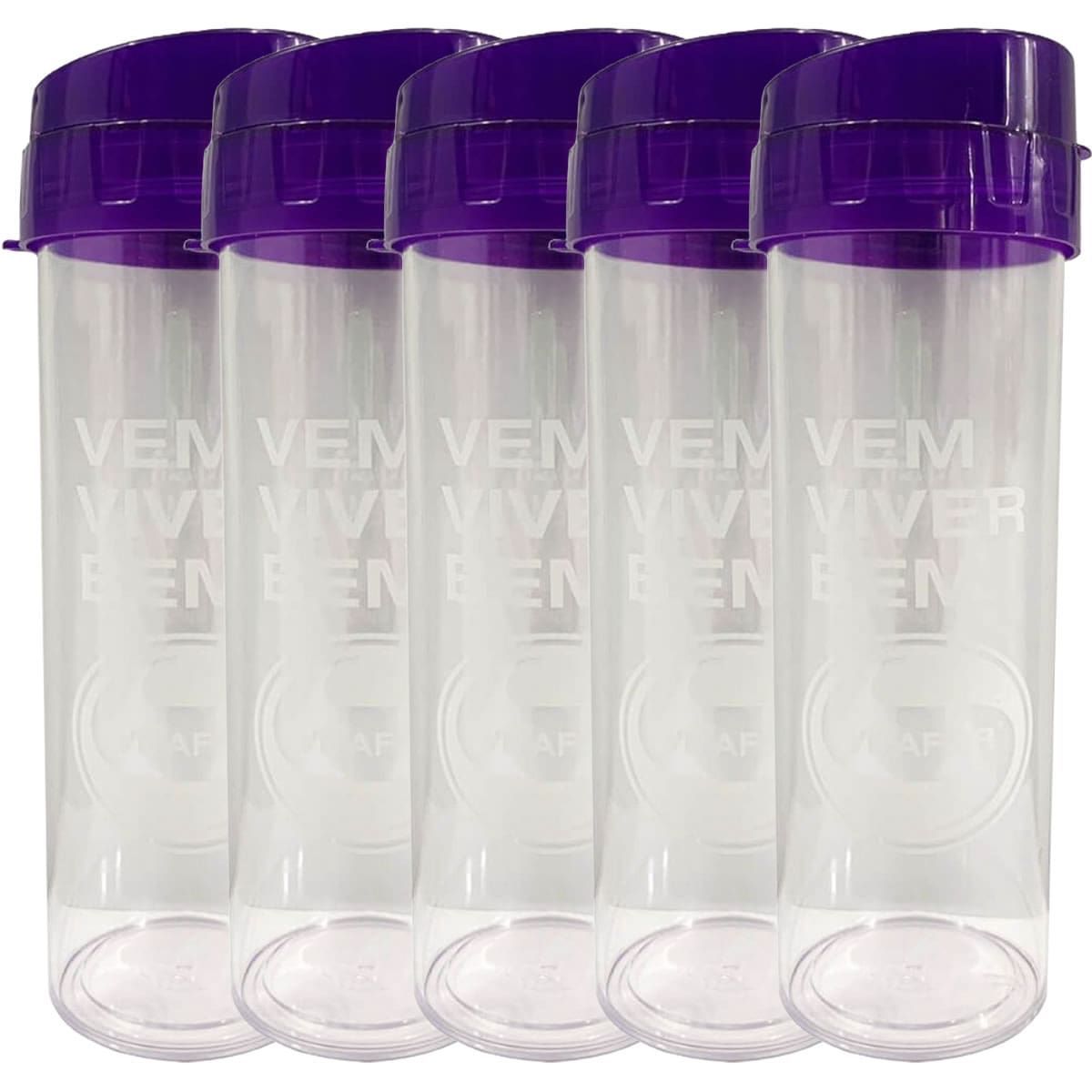 Kit 5X Garrafa Aquabio - 400ml Roxo - Vitafor