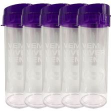 Kit 5X Garrafa Aquabio - 400ml Roxo - Vitafor