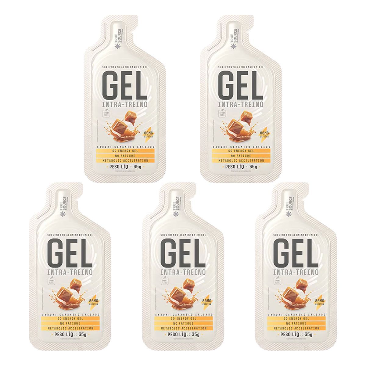 Kit 5X Gel Intra Treino - 1 Sach� 35g Caramelo Salgado - True Source