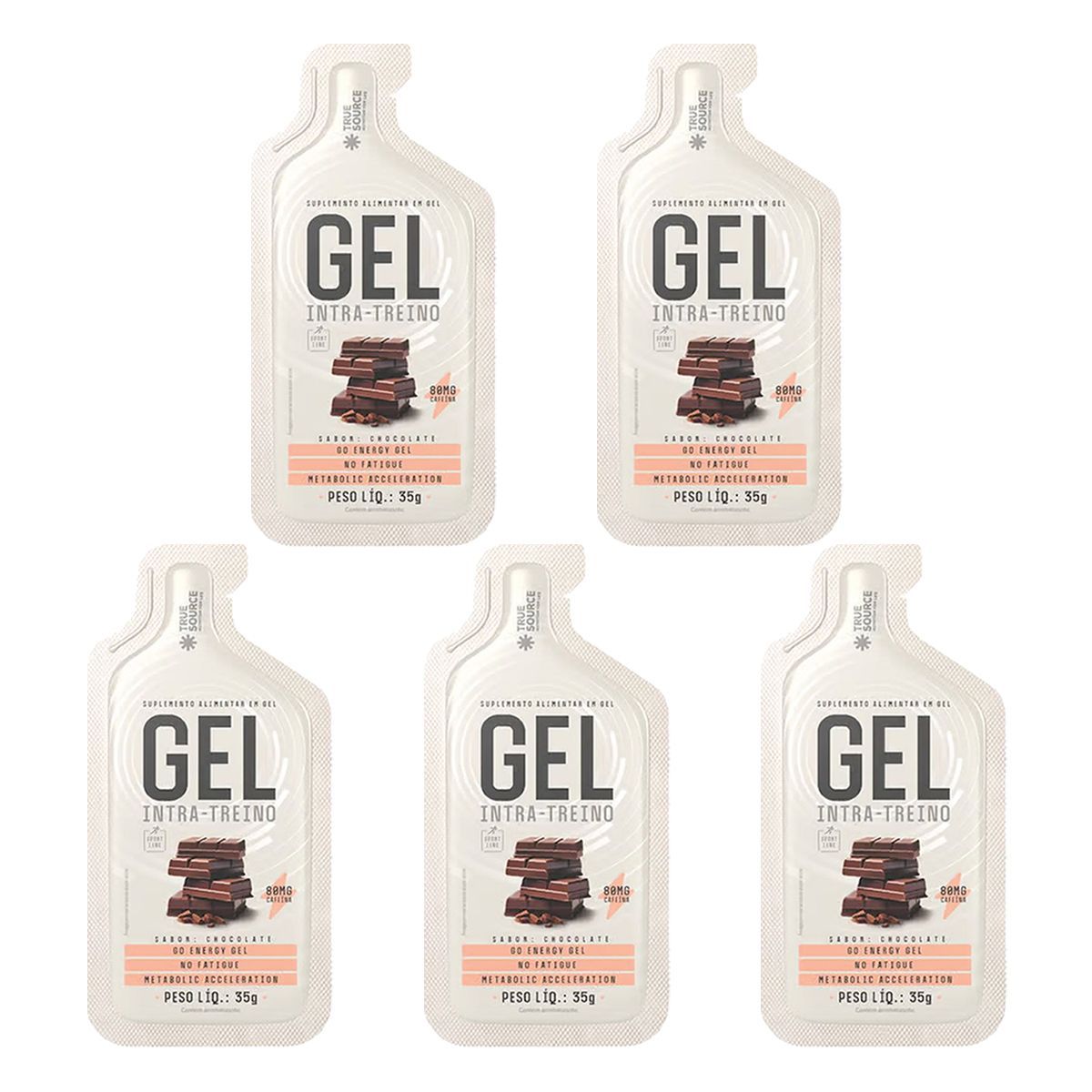 Kit 5X Gel Intra Treino - 1 Sach� 35g Chocolate - True Source