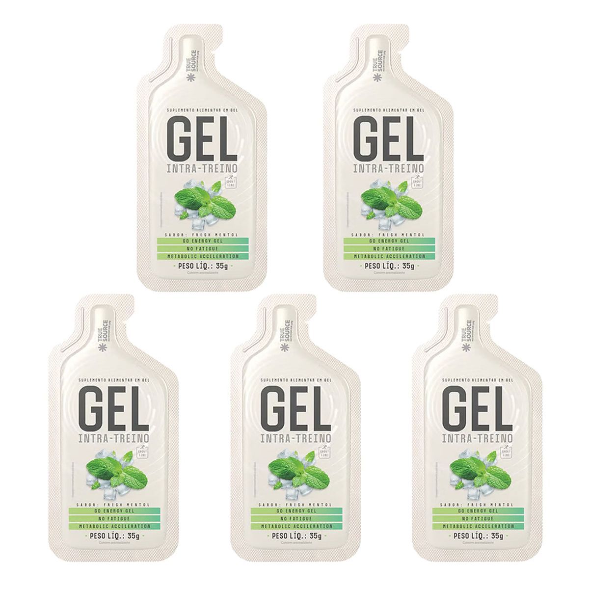 Kit 5X Gel Intra Treino - 1 Sach� 35g Fresh Mentol - True Source