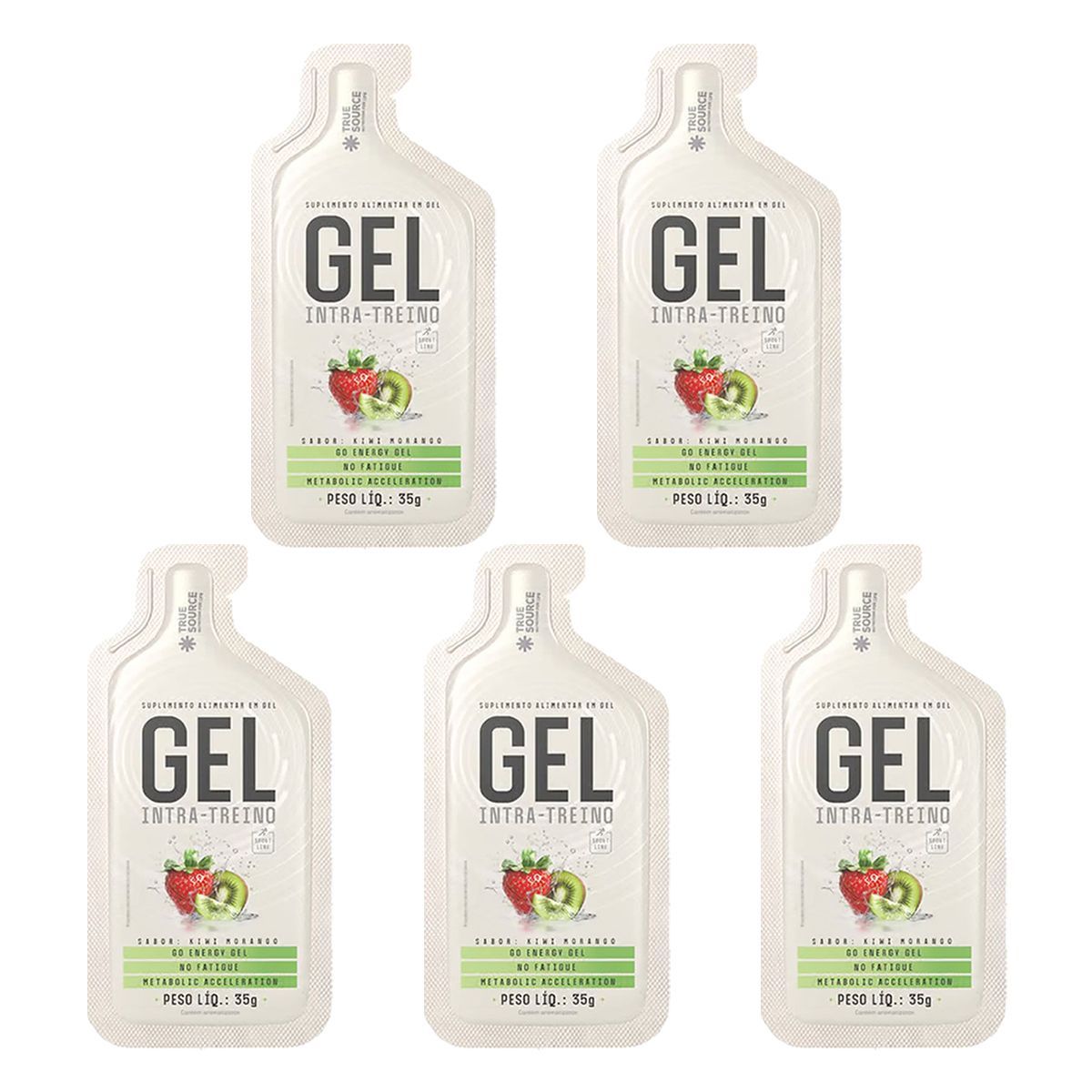 Kit 5X Gel Intra Treino -  1 Sach� 35g Kiwi Com Morango - True Source