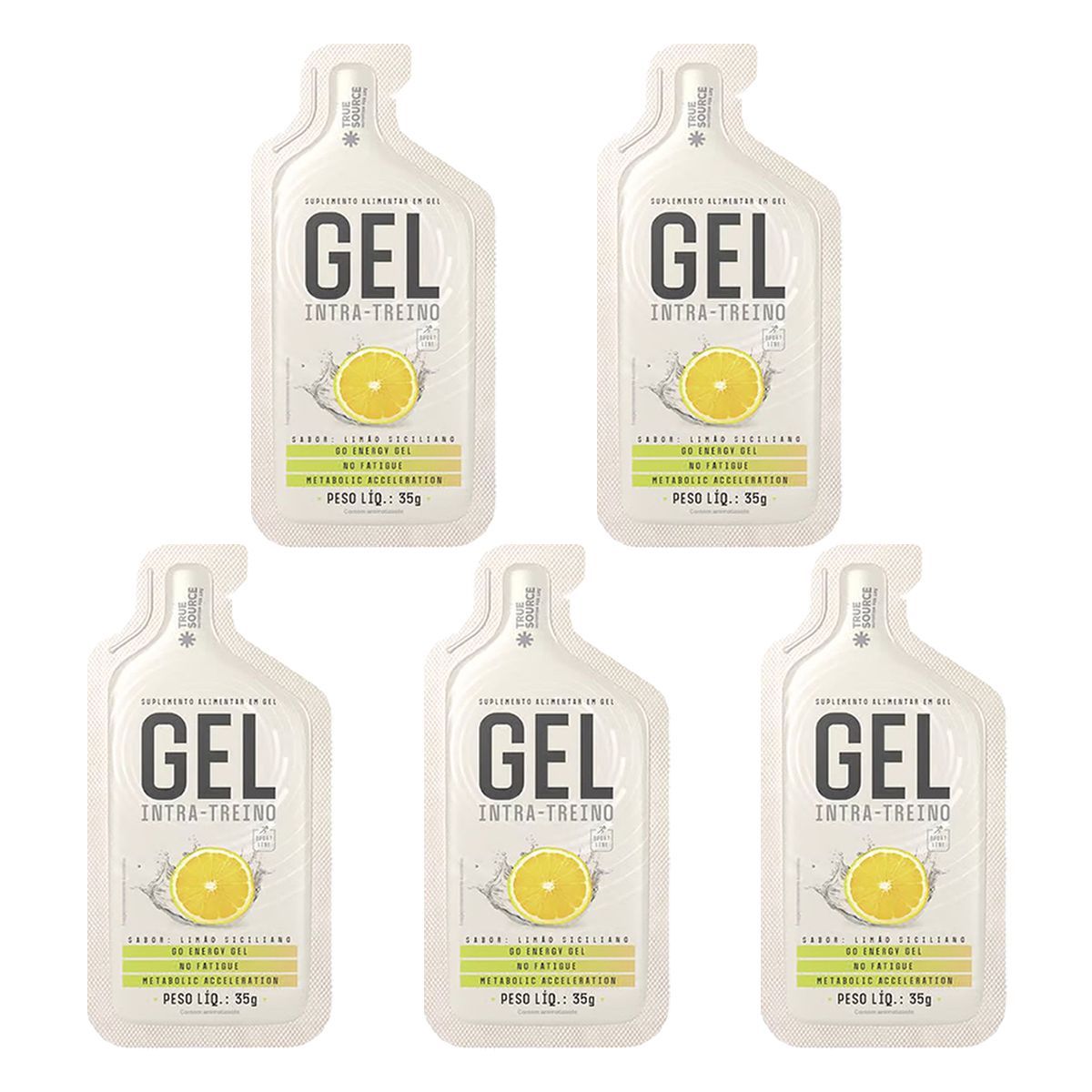Kit 5X Gel Intra Treino - 1 Sach� 35g Lim�o Siciliano - True Source