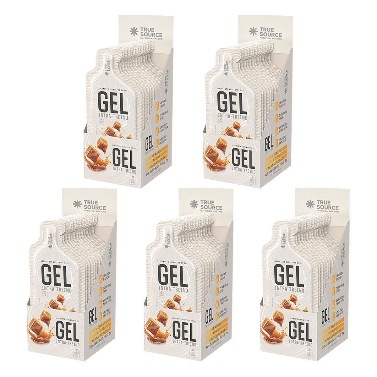 Kit 5X Gel Intra Treino - 10 Sach�s 35g Caramelo Salgado - True Source