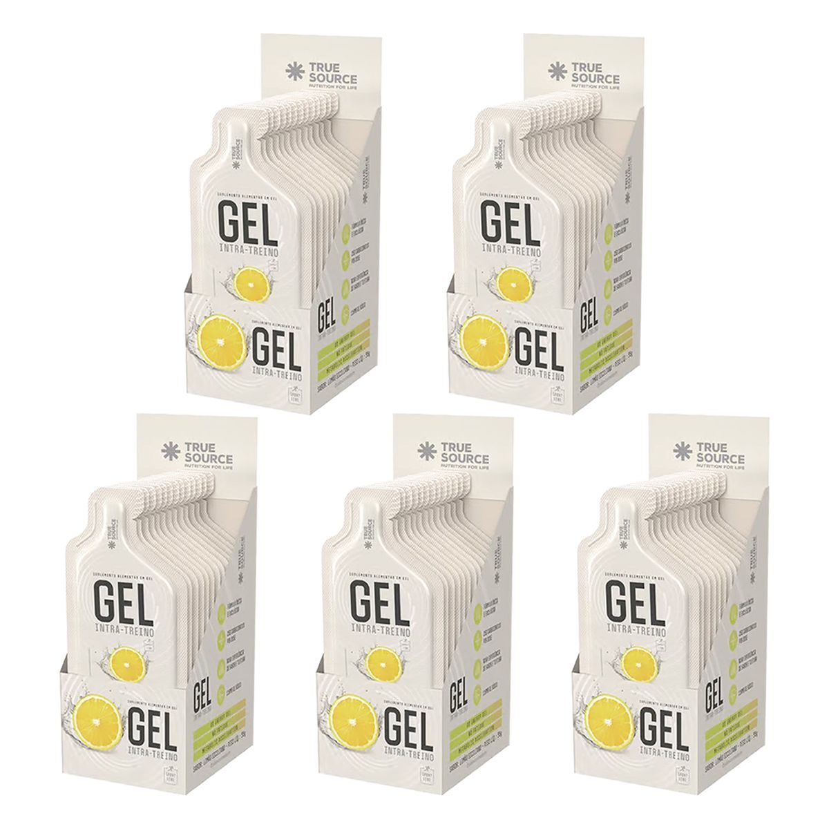 Kit 5X Gel Intra Treino - 10 Sach�s 35g Lim�o Siciliano - True Source