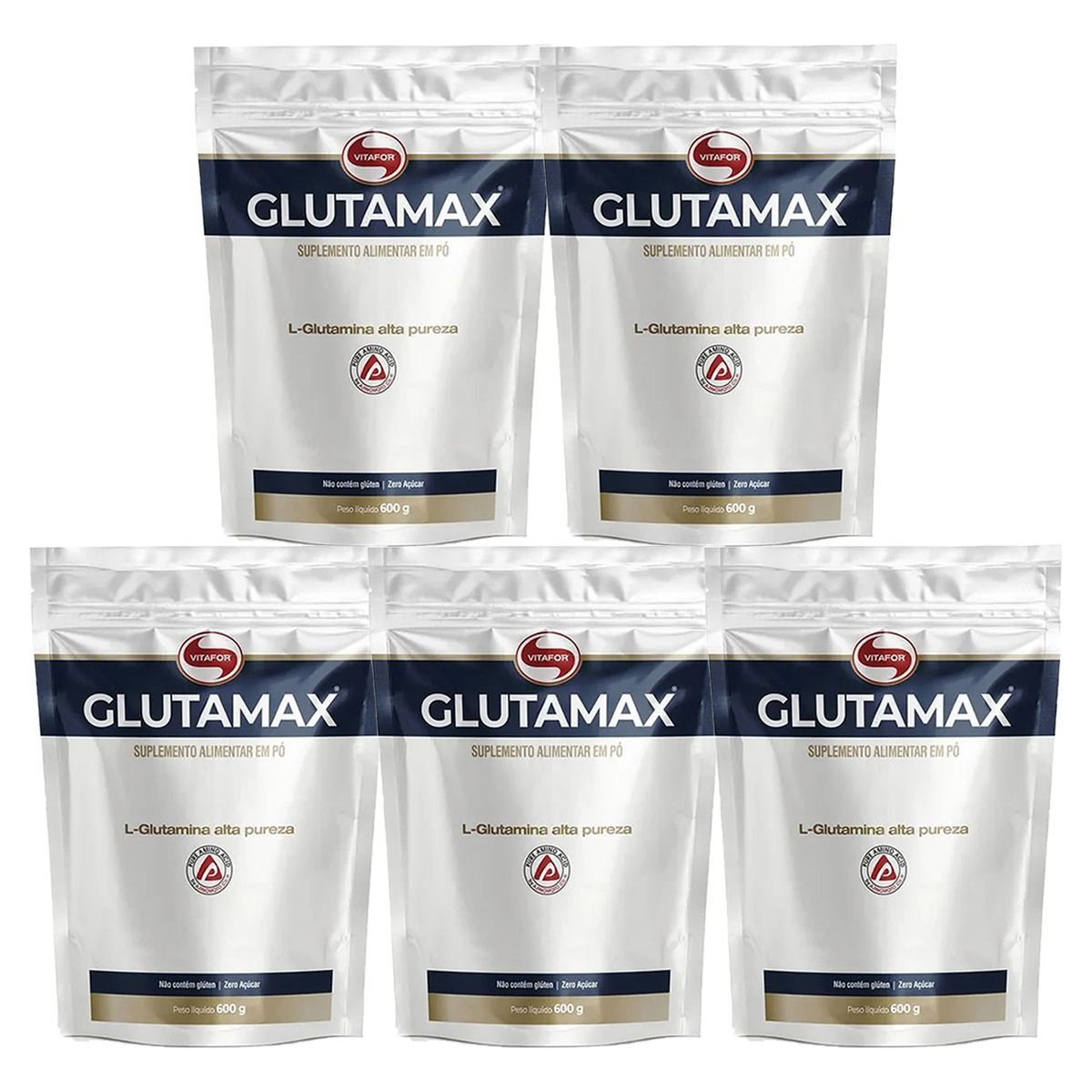 Kit 5X Glutamax - 600g Sem Sabor - Vitafor