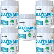 Kit 5X Glutamin 100% Imuno - 300g Natural - Nutrata