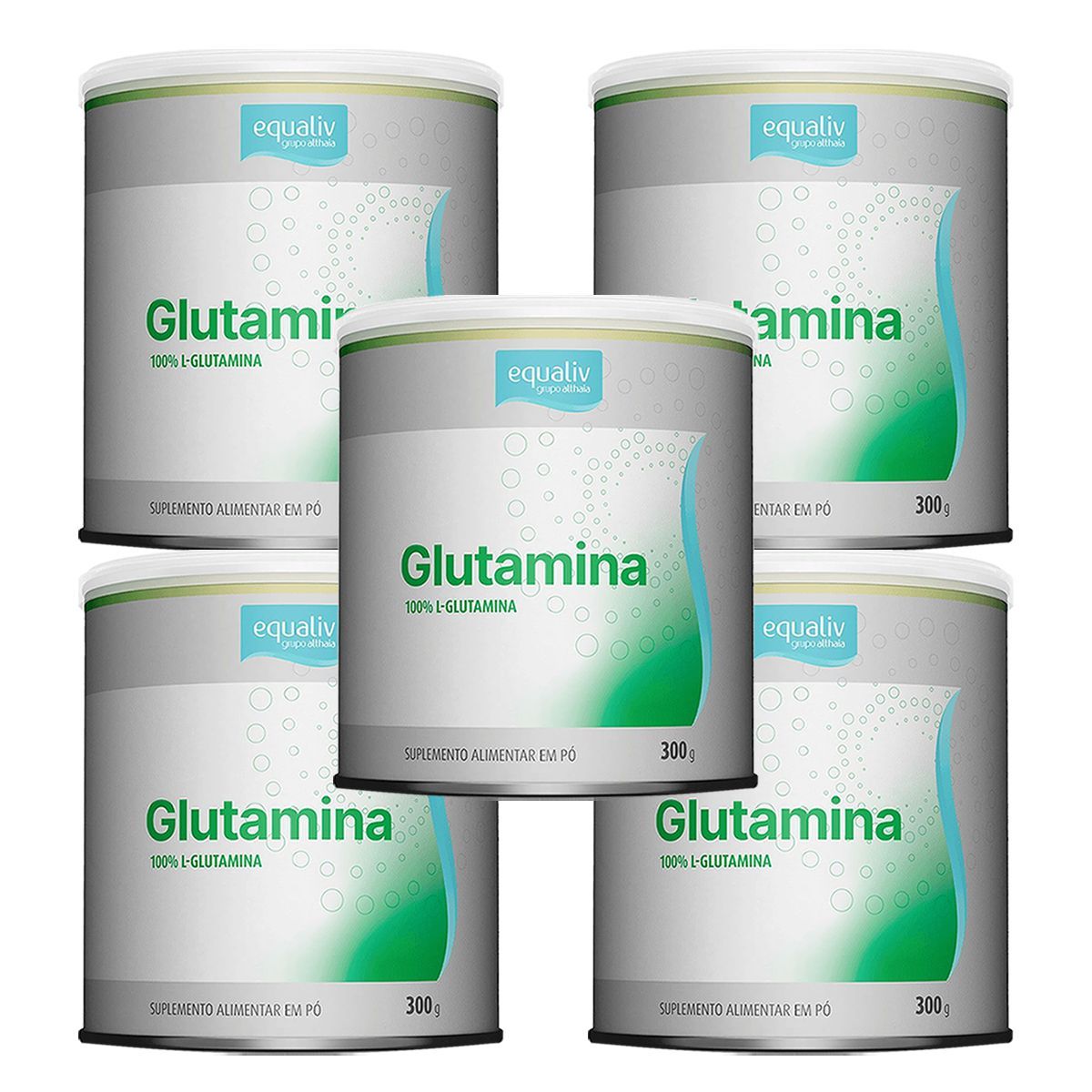Kit 5X Glutamina - 300g Natural - Equaliv