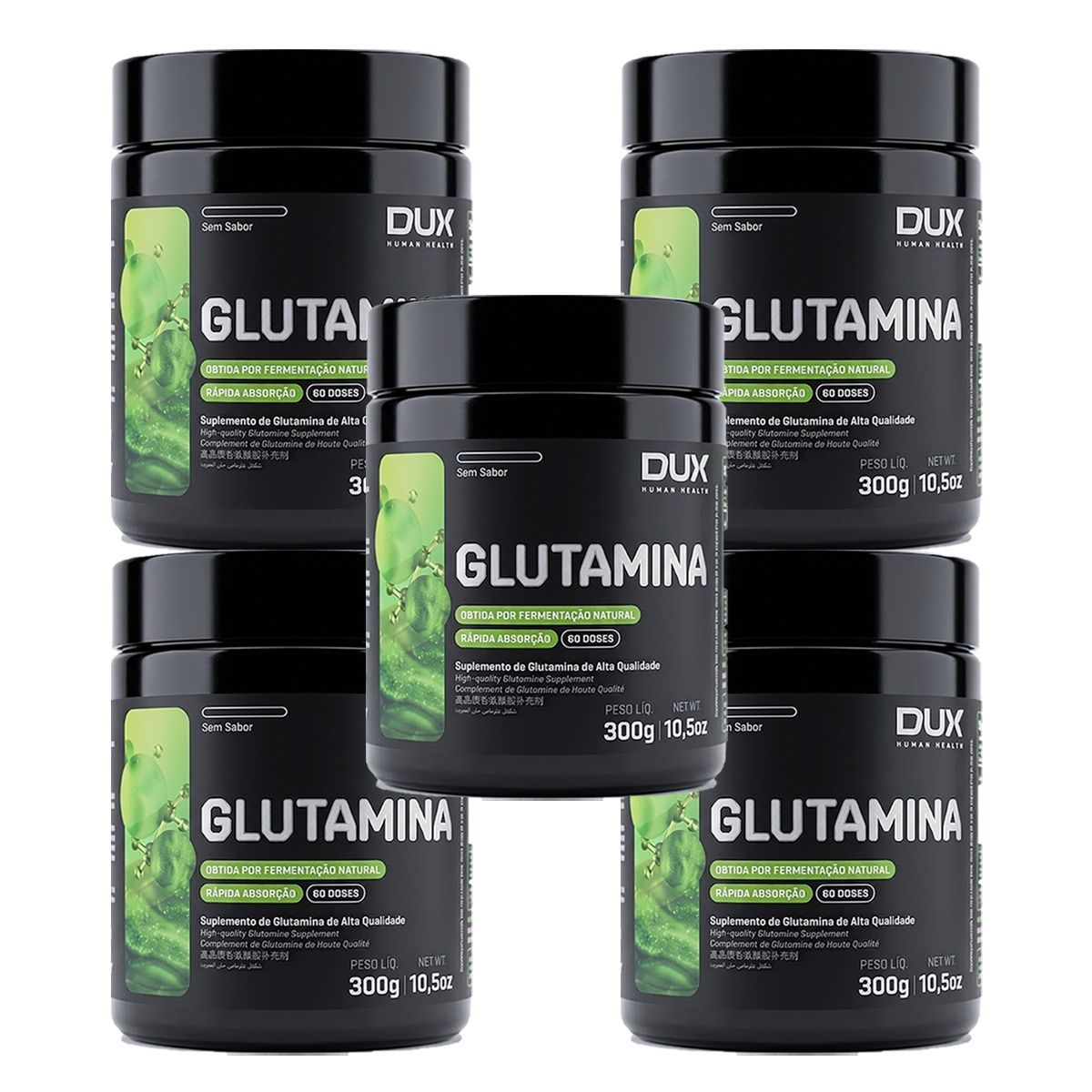 Kit 5X Glutamina - 300g Sabor Natural - Dux Nutrition