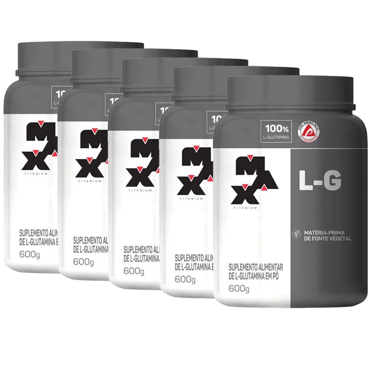 Kit 5X Glutamina L-G - 600g - Max Titanium