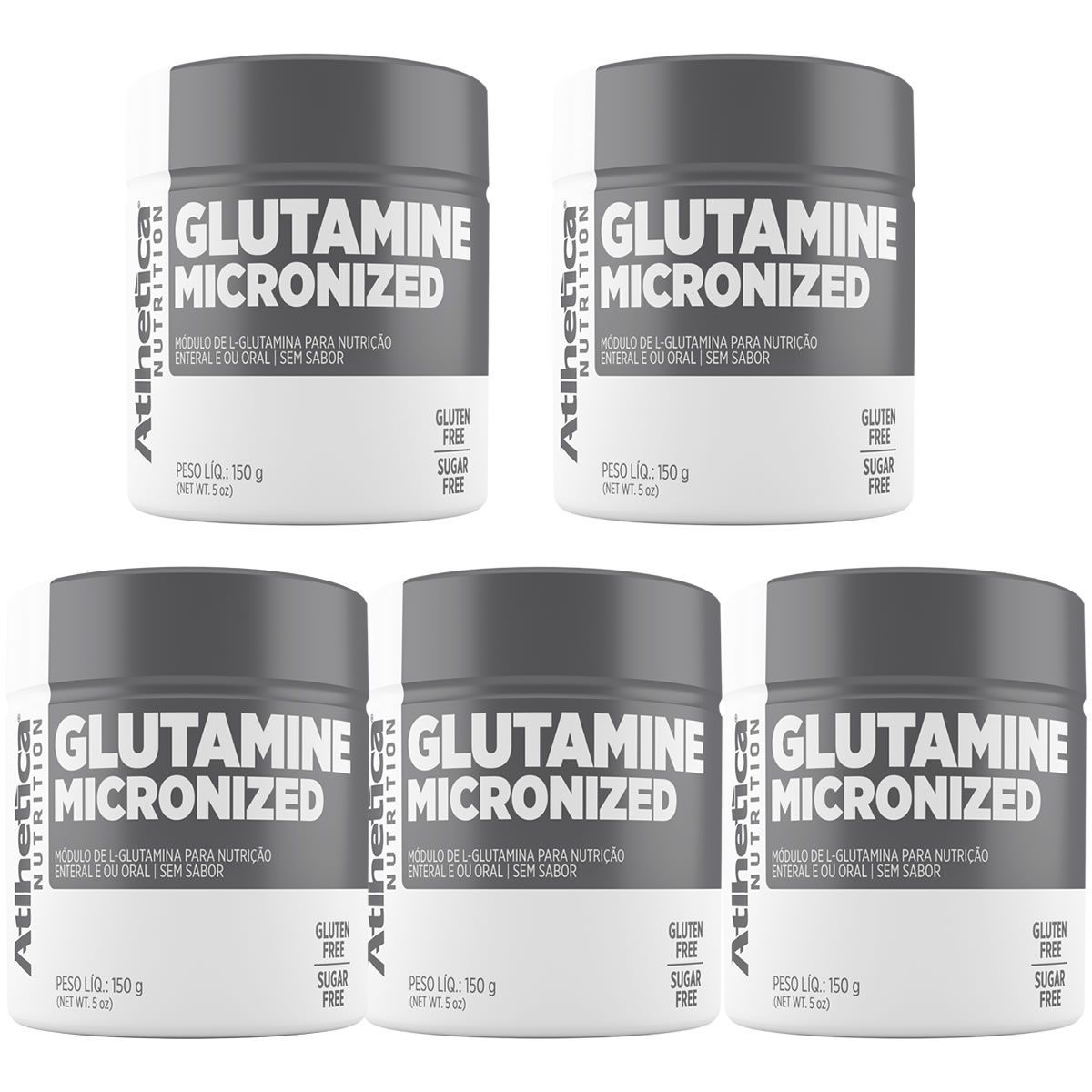 Kit 5X Glutamine Micronized Evolution Series - 150g Glutamina - Atlhetica Nutrition