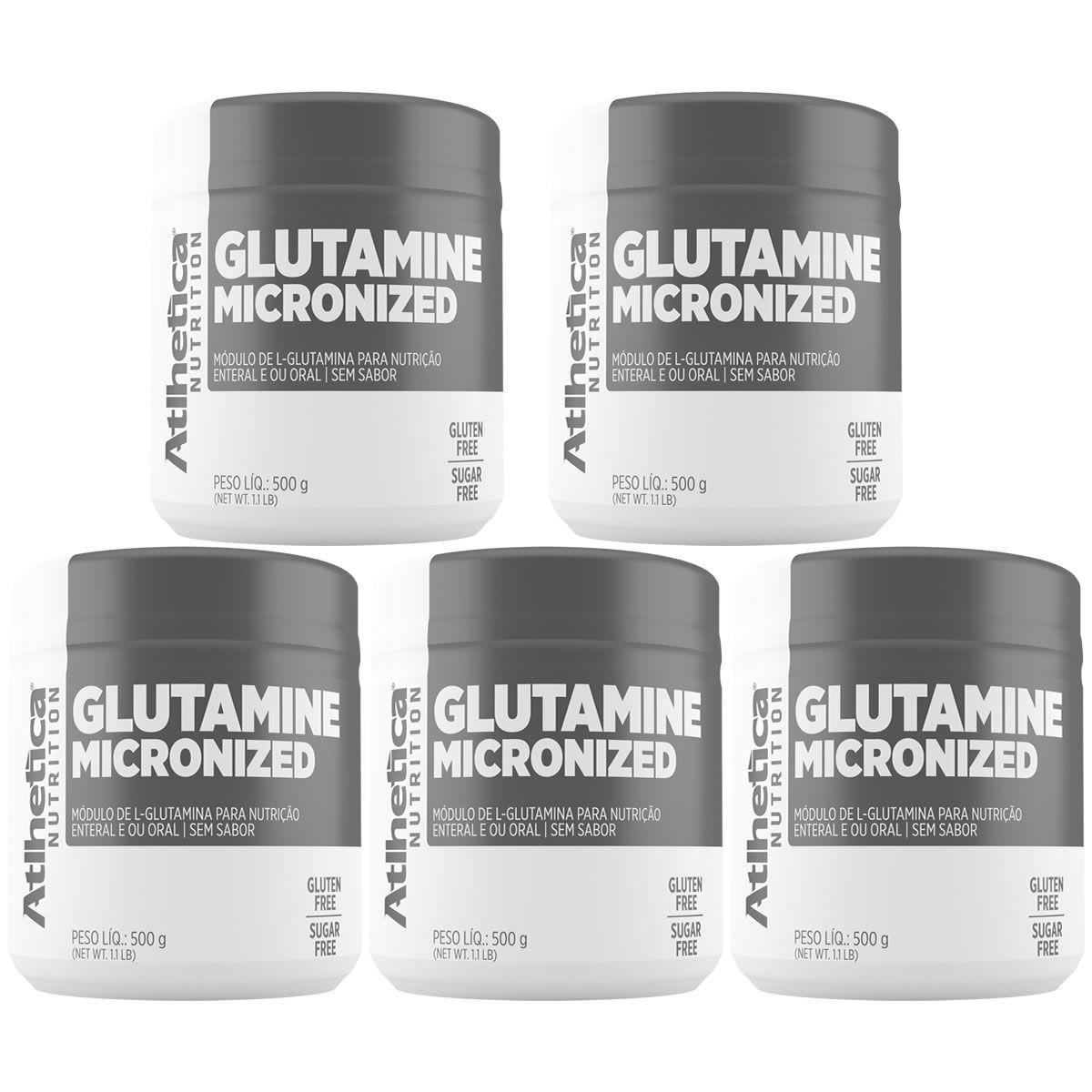 Kit 5X Glutamine Micronized Evolution Series - 500g Glutamina - Atlhetica Nutrition