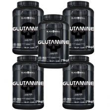 Kit 5X Glutamine - Sem Sabor 1000g - Black Skull