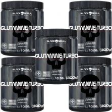 Kit 5X Glutamine Turbo - 300g Sem Sabor - Black Skull