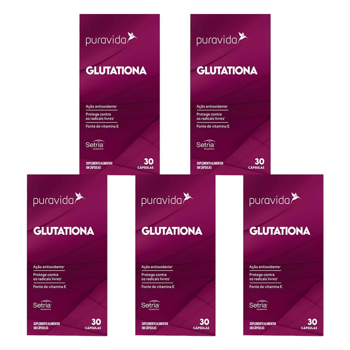 Kit 5X Glutationa - 30 C�psulas - Puravida