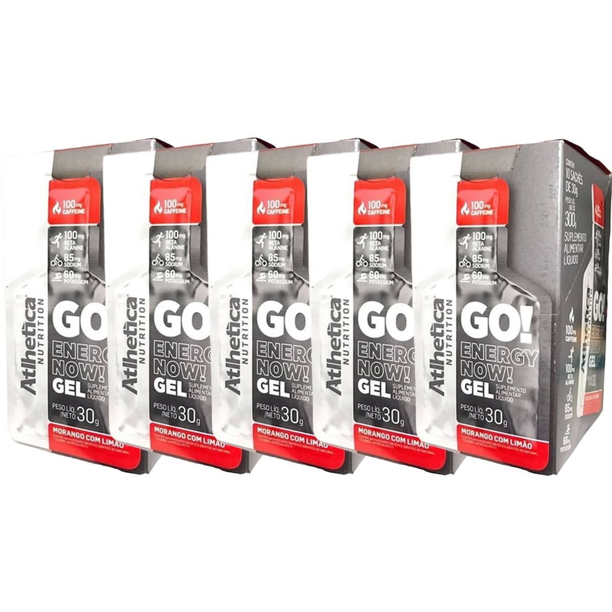 Kit 5X Go! Energy Now Gel - 10 Sach�s de 30g Morango Com Lim�o - Atlhetica Nutrition