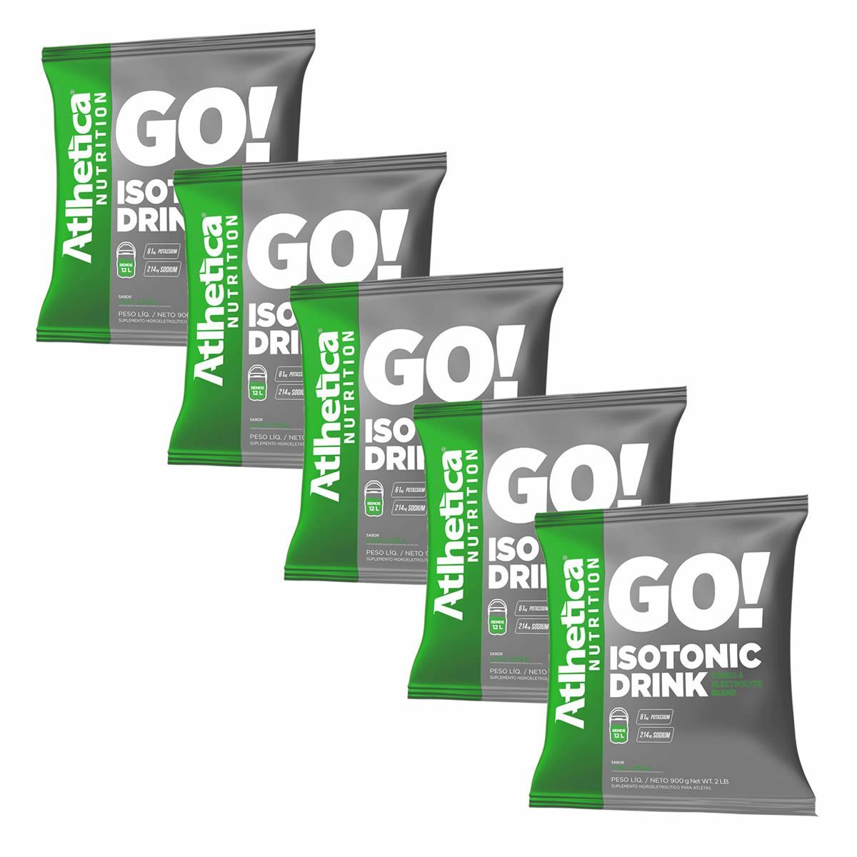 Kit 5X Go Isotonic Drink - 900g Refil Lima Lim�o - Atlhetica Nutrition