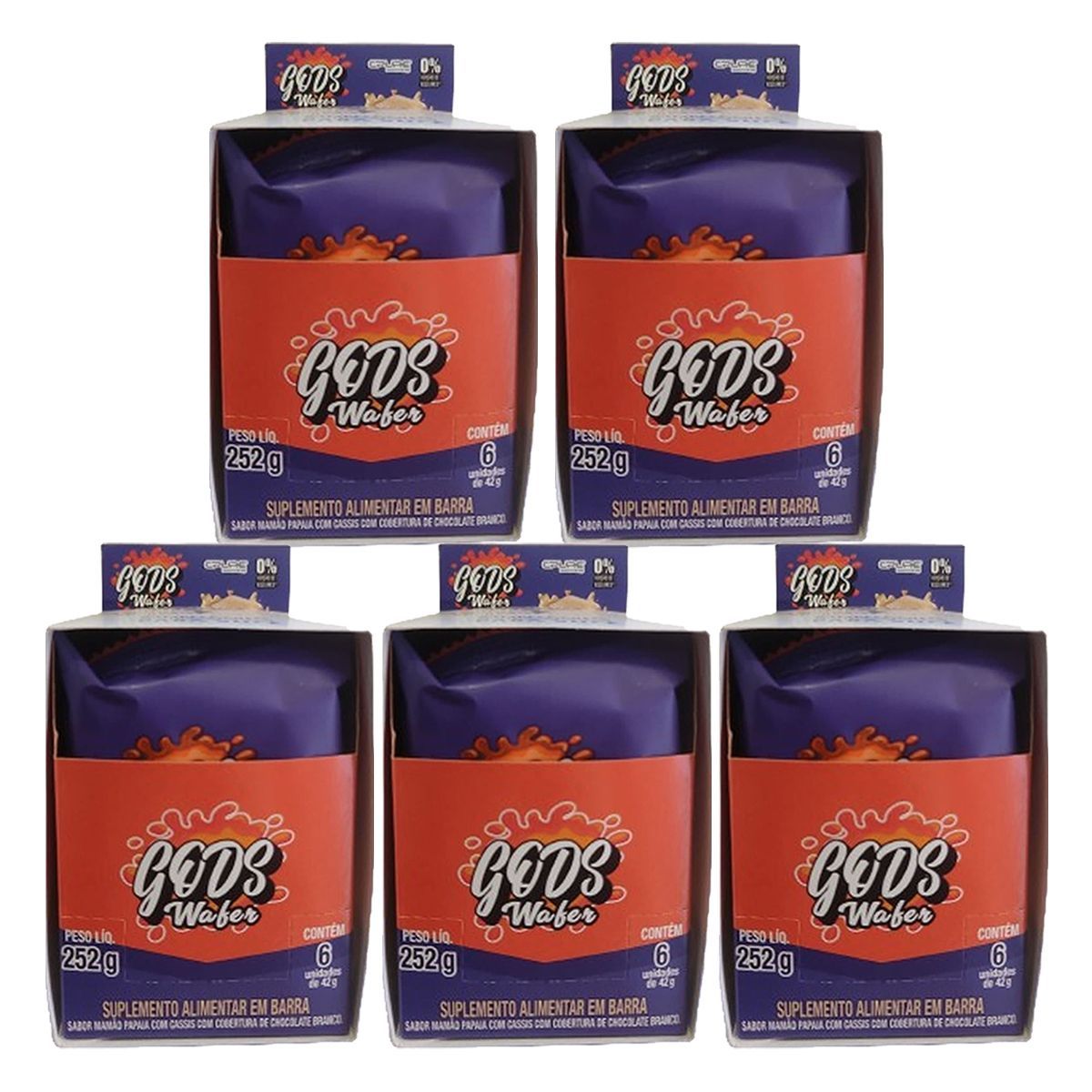 Kit 5X Gods Wafer  - 6 Unidades de 42g Papaya com Cassis - Canibal